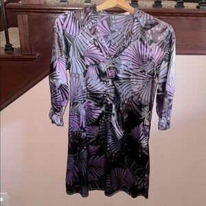 United Colors Of Benetton Purple and Black Casual Dress 3/4 Cuffed Sleeves